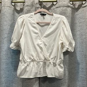 Banana Republic Faux Wrap Top, Cream, Size L